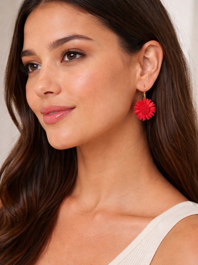 A New Day Floral Statement Earrings Bundle Red Raffia Pink Pearl Flower 14$